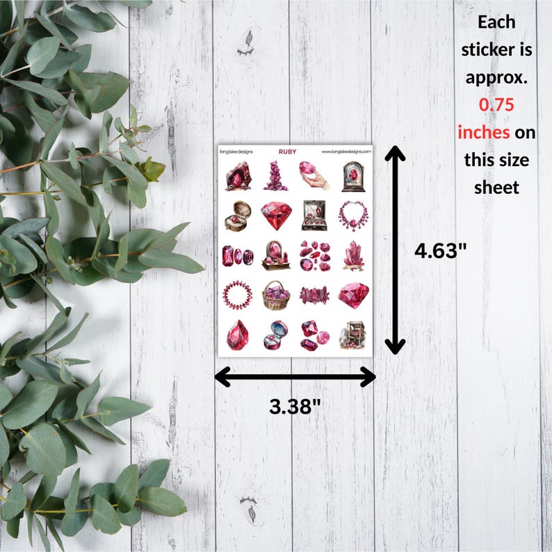 Ruby Sticker Sheet, Vibrant Red Gemstone Stickers, Perfect for Crafting ...