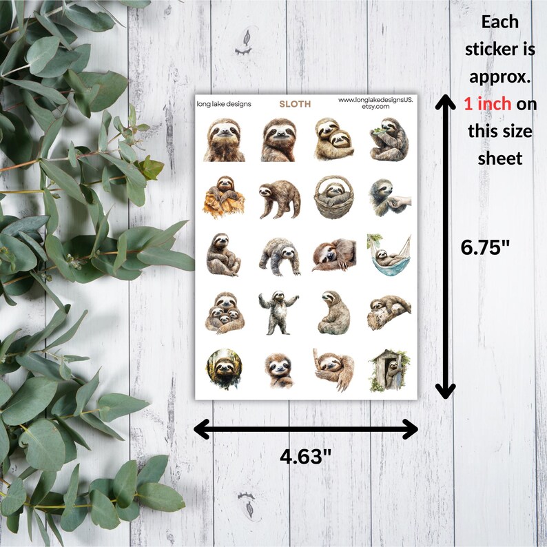 Window Sticker Sloth Sloth Sticker Sheet, Laminated Weatherproof , Durable Gift for Animal ...