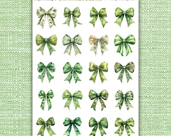 St. Patrick's Day Schleifen Aufkleber Blatt, laminierte wetterfeste Aufkleber zum Dekorieren, Planer oder Scrapbooking Geschenk