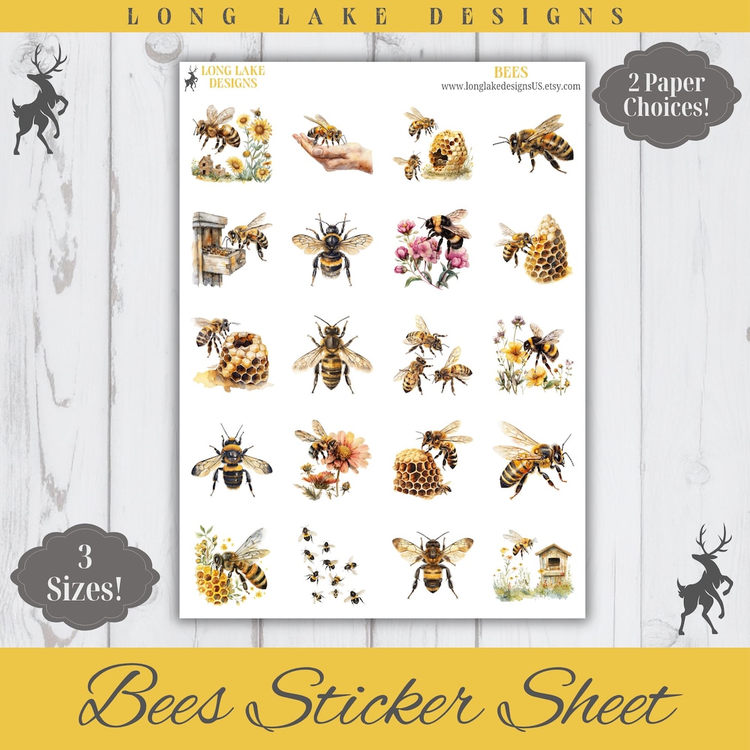 Bees Sticker Sheet, 20 Nature Weatherproof Stickers - Etsy