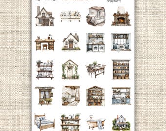 Bauernhaus Aufkleber Blatt, langlebig laminiert wetterfest, perfekt für Planer, Journals und Scrapbooking, Innendekoration Aufkleber