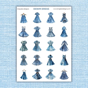 Stickervel denimjurk, waterdicht vinyl gelamineerd 20-delige set voor scrapbooking en cadeaus, trendy fashion Lover's Delight