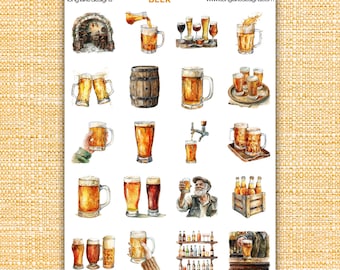 Beer Sticker Sheet, 20 Alcohol Laminated Weatherproof Stickers