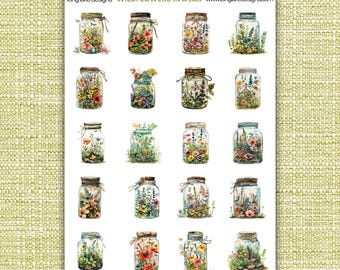 Wildflowers In A Jar Sticker Sheet, 20 High-Quality Durable  Stickers for Decorating, Charming Gift for Nature Lovers