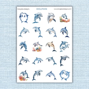 Dolphin Sticker Sheet, waterproof vinyl laminated 20 fun playful stickers, perfect for planners, scrapbooks & gifts for ocean lovers