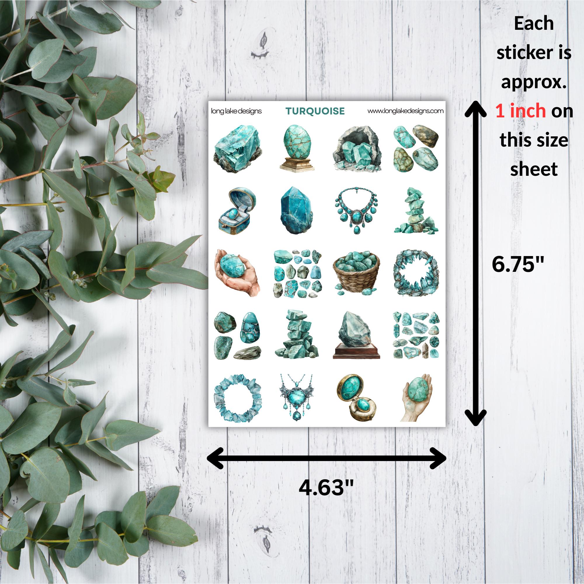 Sticker Turquesa Turquoise Sticker Sheet, Colorful Weatherproof Decals for Personal Use ...
