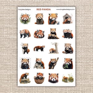 Stickervel rode panda, waterdicht vinyl gelamineerd schattige dierenstickers voor laptop, planner of plakboek, cadeau voor dierenliefhebbers