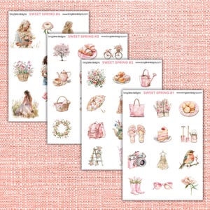 Sweet Spring Sticker Sheet Set, Vibrant Vinyl Waterproof Stickers for Decoration & Planning, Charming Gift for Springtime Fans