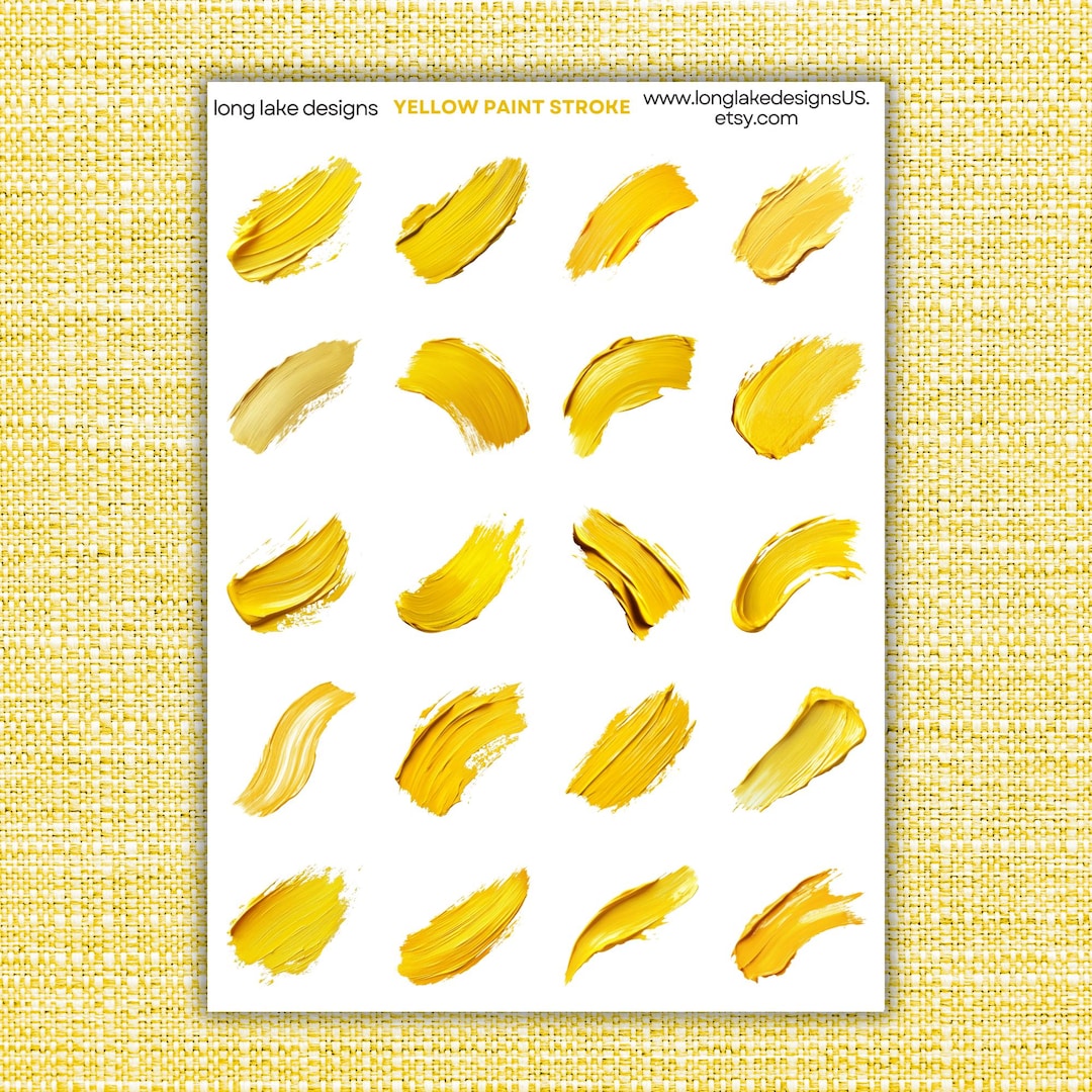 Yellow Paint Stroke Sticker Sheet, Durable Weatherproof Stickers ...