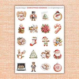 Christmas Cookies Sticker Sheet, Durable Laminated Vinyl Stickers for Crafts & Journals, Holiday Fun Gift for Christmas Lovers