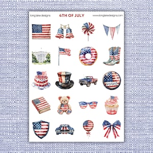 Feuille d'autocollants du 4 juillet, autocollants patriotiques en vinyle laminé imperméable pour le scrapbooking et la décoration de fête, cadeau parfait pour la fête de l'indépendance des États-Unis