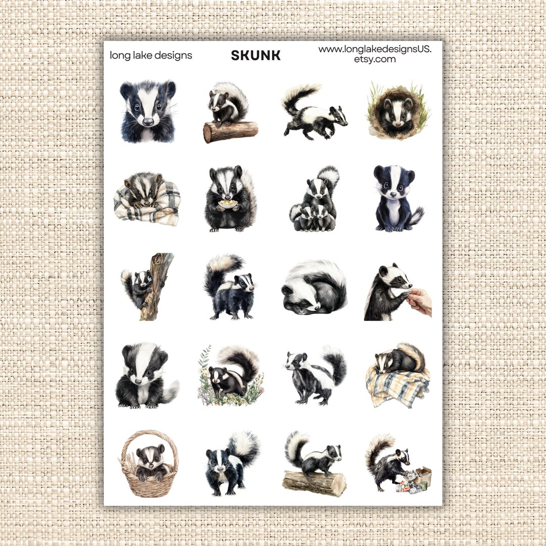 Skunk Sticker Skunk Sticker Sheet, Durable Laminated Weatherproof , Perfect for ...