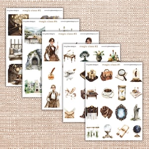 Magic Class Sticker Sheet Set, enchanting vinyl waterproof stickers, perfect for planners, scrapbooking & gifts