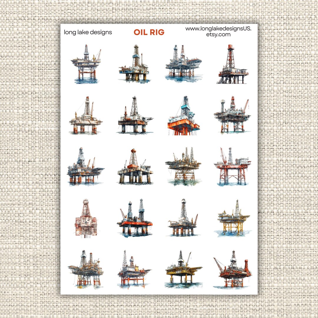 Oil Rig Sticker Sheet, Durable Laminated Water-resistant Vinyl, Perfect ...
