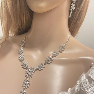 Bridal Necklace set Silver Wedding Jewelry for Bride Bridesmaid Jewelry Set Wedding Accessories Bridal earrings Prom set Bride Accessories