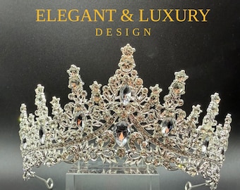 Tiara de boda, accesorio para el cabello de novia con perlas, tiara de cristal. Accesorios para el cabello de novia, accesorios para graduación, tiara de plata.