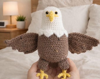 Bald Eagle Crochet Pattern, Patriotic Bald Eagle Amigurumi, Amigurumi Eagle Toy, American Bird Plush, Plush American Flag Decor PDF Pattern