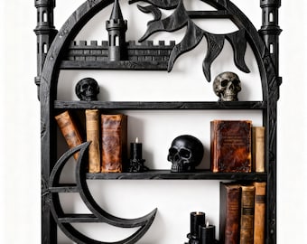 Gothic Moon Castle Shelf STL File | Witchy Crystal Wall Shelf 3D Print