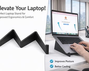 Laptop Stand STL File, Ergonomic Laptop Riser 3D Print, Angled Laptop Holder, Desk Laptop Stand,Minimal Laptop Support, Digital Download STL
