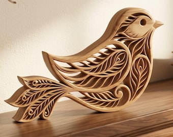 Bird, an original wooden sculpture, Scrollsaw pattern, digital download, father Day Gift, High Quality SVG, PDF, EPS, png