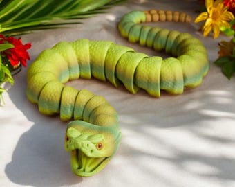 Movable 3D Printed Rattlesnake – Realistic Toy with Rattle FIDGET Animal