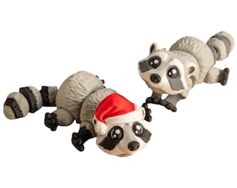 Movable mini raccoon - 3D-printed toy raccoon in lifelike colors - also suitable as a keychain