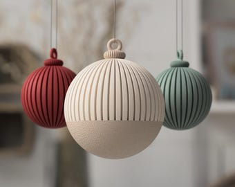 Japandi Christmas tree bauble 3D printed decoration for Christmas tree