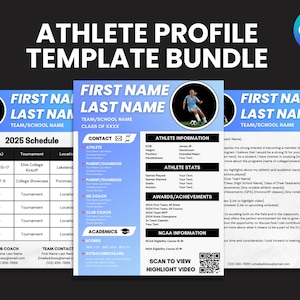 Aanpasbare bundelsjablonen voor sportersprofielen voor Athlete College Wervingsprofielen Teamschema's Wervingsbrief Coachcontact CV