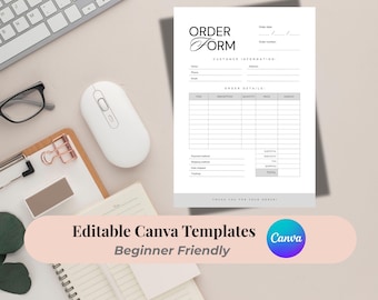 Bearbeitbare Bestellvorlage: Minimalistisches Design für kleine Unternehmen (2 PDF-Dateien)