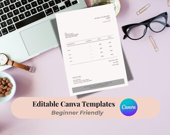 Minimalistische Geschäftsrechnungsvorlage: Beige & elegant, bearbeitbares Canva Design (A4 PDF Download)