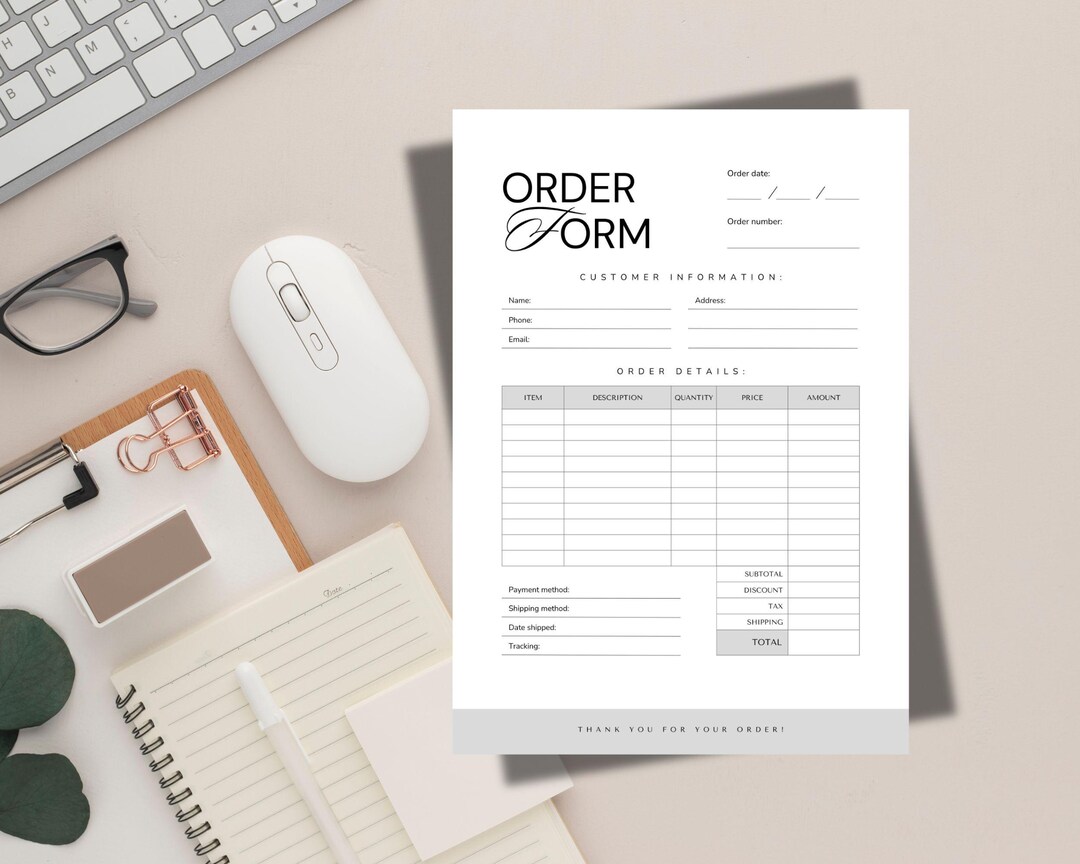 Editable Order Form Template: Minimalist Design for Small Business (2 ...