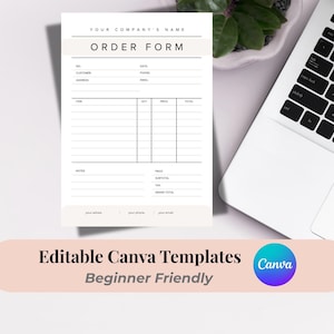 Bewerkbare sjabloon zakelijke bestelformulier: eenvoudig beige en wit ontwerp (pdf-download)
