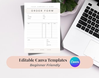 Bearbeitbare Vorlage für Geschäftsbestellungen: Einfaches Beige-Weiß-Design (PDF-Download)