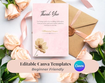 Bearbeitbare Hochzeitsgast-Dankeskartenvorlage für Planer & Event-Unternehmen | Canva Vorlage