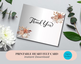 Florale Vintage Dankeskarte: Doppelseitig oder Gefaltet (Digitaler Download)