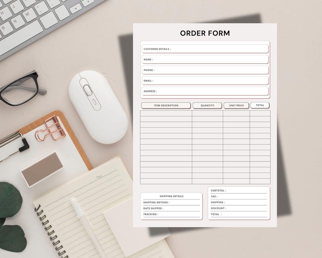 Elegant Printable Order Form Template: Minimalist Design (PDF Download ...