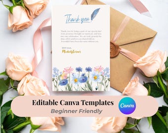 Bearbeitbare Hochzeitsgast-Dankeskartenvorlage für Planer & Event-Unternehmen | Canva Vorlage