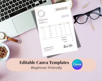 Minimalistische Geschäftsrechnungsvorlage: Bearbeitbares Canva Design (A4 PDF Download)