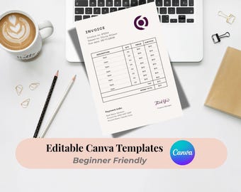 Minimalistische Geschäftsrechnungsvorlage: Bearbeitbares PDF (A4 Size, Canva)
