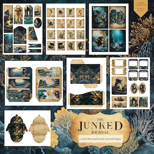 Dark Mermaid Ephemera Pack, Printable Junk Journal, Scrapbook Ephemera, Ocean & Gothic Mermaid Ephemera, Digital Download