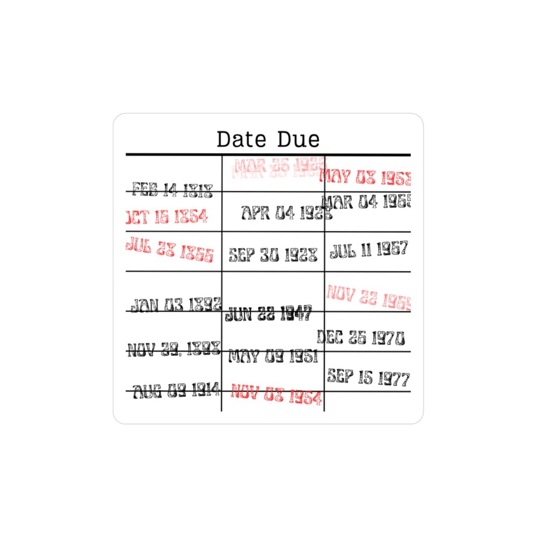 Vintage Library Date Due Vinyl Decals | Water Bottle Sticker | Laptop ...