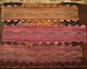 Crazy Quilt Junk Journal Embellishment  Ribbon Sampler  Picot Rose Ribbon  Vintage Victorian Hues