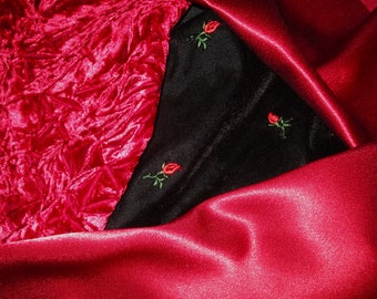 Crazy Quilt Fabric Sampler  Romantic Red & Black  Rosebud Velvet Rayon Blends  Valentine Bliss