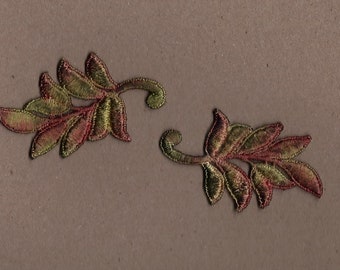 Pizzo Venise tinto a mano Appliques Leaf Accents Set di 2 Natale edoardiano
