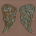 Hand Dyed Venise Lace Sweet Angel Wings Aged Copper Turquoise LARGE