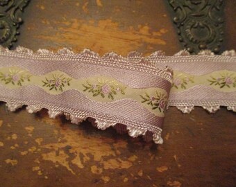 Vintage Appeal Picot Rose Ribbon Crazy Quilt Trim  Vintage Lavender