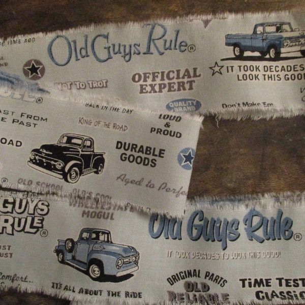 Tattered Fabric Wide Ribbon  Classic Old Trucks  Something for the Guys