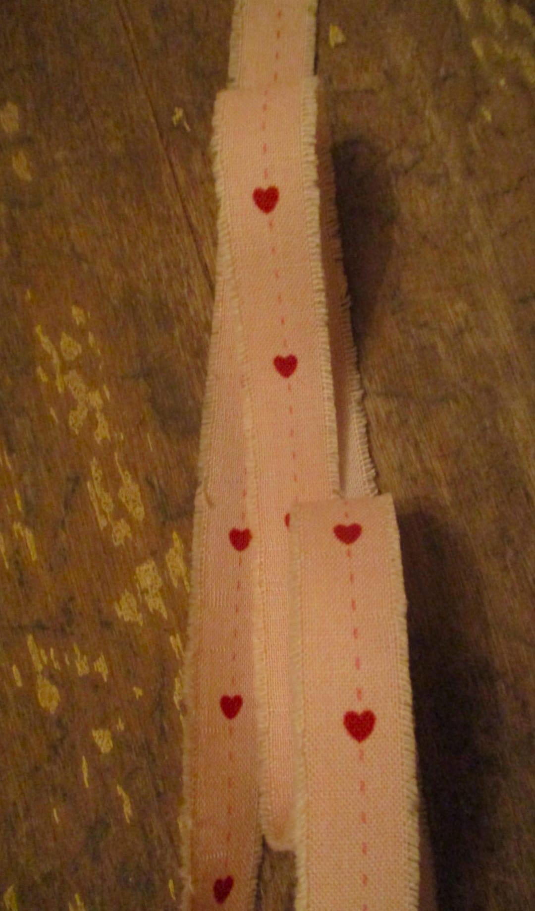 Jj Ribbons Lightly Aged Pink Ribbon With Red Hearts Ticking Tattered Prim ...