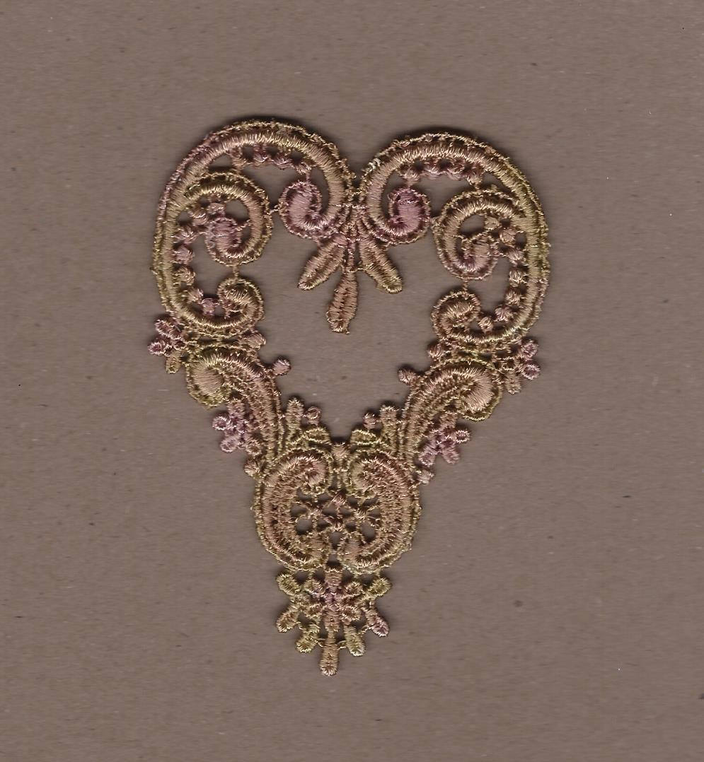 Hand Dyed Venise Lace Applique Victorian Heart Vintage Shabby Bliss