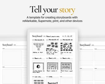 Plantilla de guion gráfico para reMarkable y Supernote / 3 opciones de diseño (PDF + PNG)